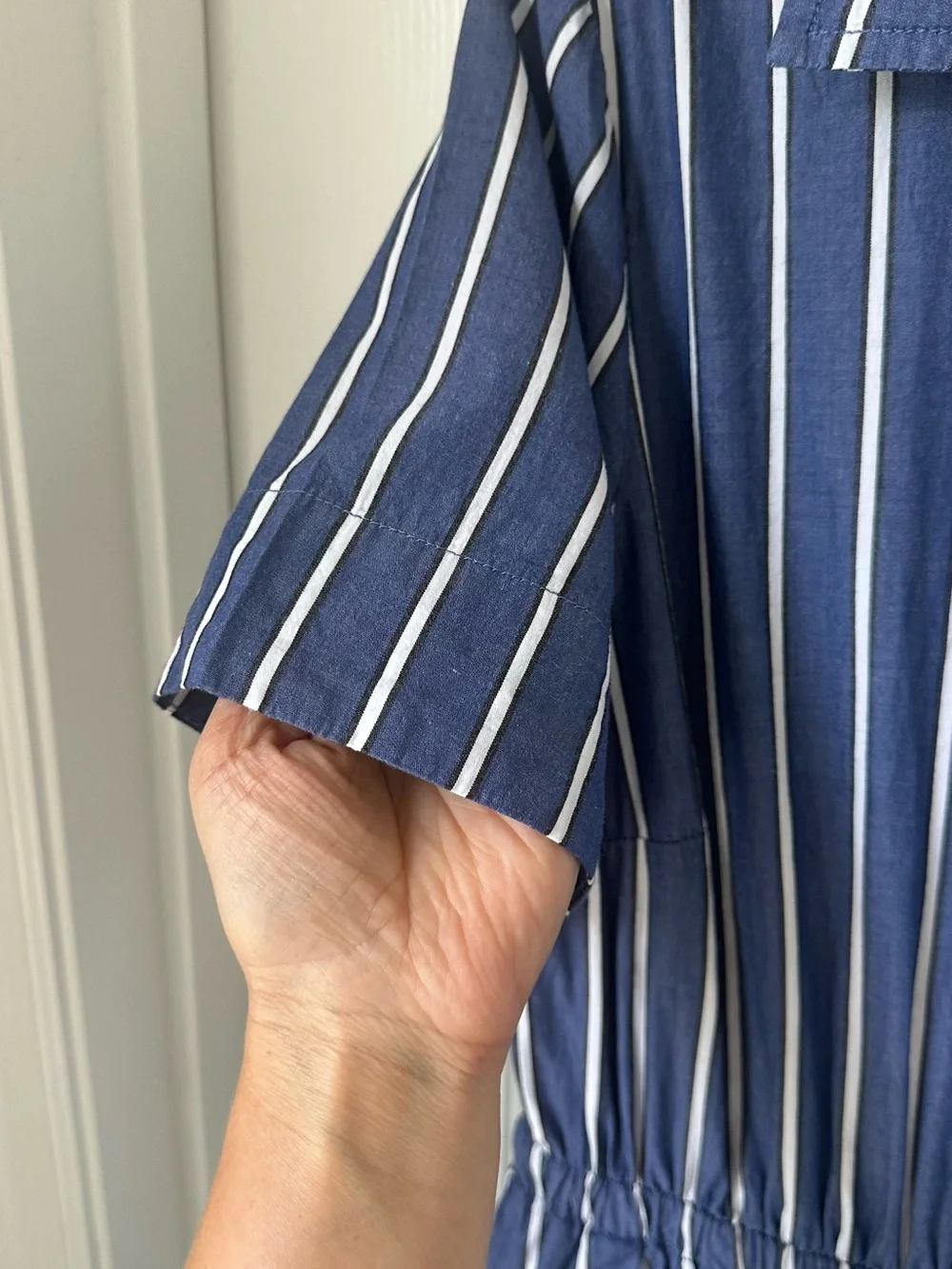 St. John's Bay Blue and White Striped Maxi Shirt Dress